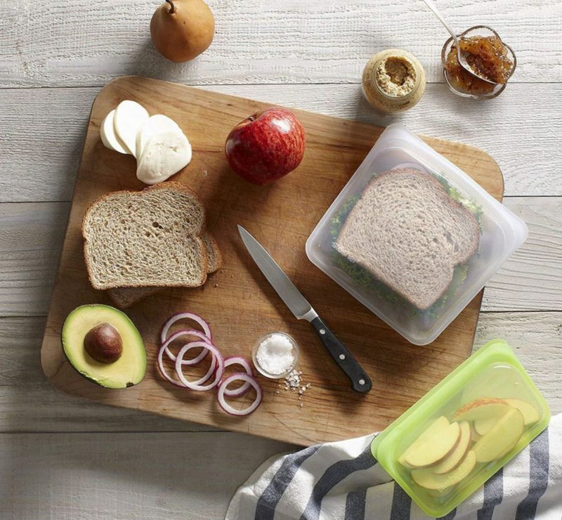 Bolsa de alimentos Stasher 340 ml color cítrico reutilizable de silicona