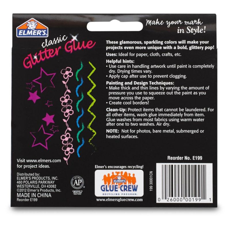 Plumas de Pegamento con Glitter Lavable Elmer's - Pack de 20 colores arcoíris