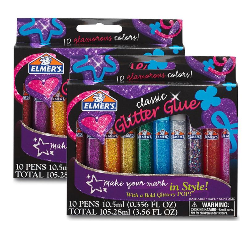 Plumas de Pegamento con Glitter Lavable Elmer's - Pack de 20 colores arcoíris