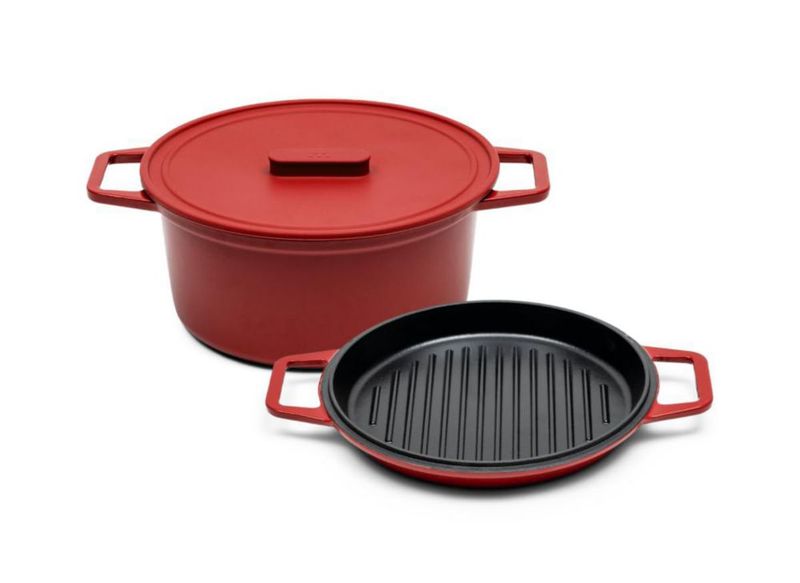 Olla Holandesa Misen 5.5 QT Rojo con Tapa de Silicona para Asar
