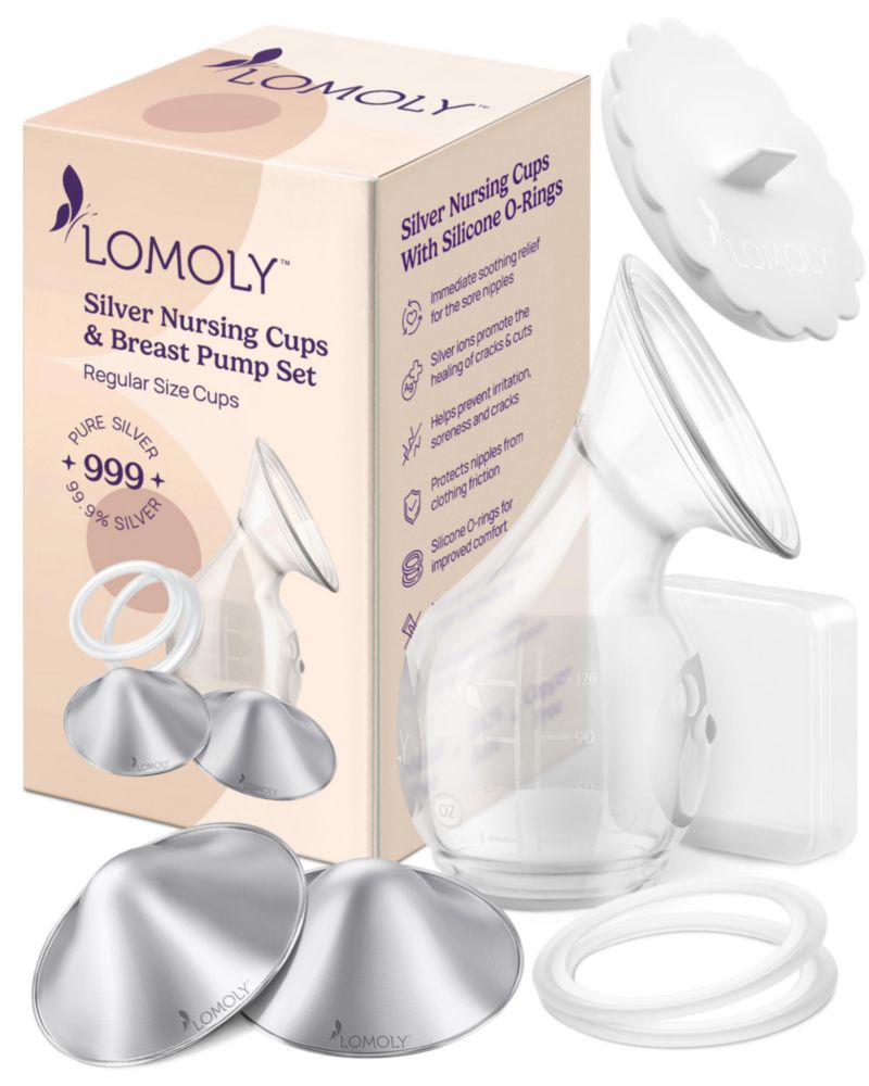 Copas de lactancia LOMOLY L 46 × 15 cm – Extractor de pecho de plata