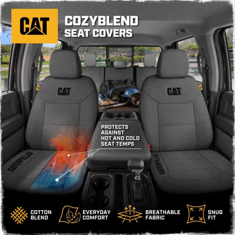 Fundas de Asiento CAT para Pickup de Tamaño Completo - Juego de Algodón