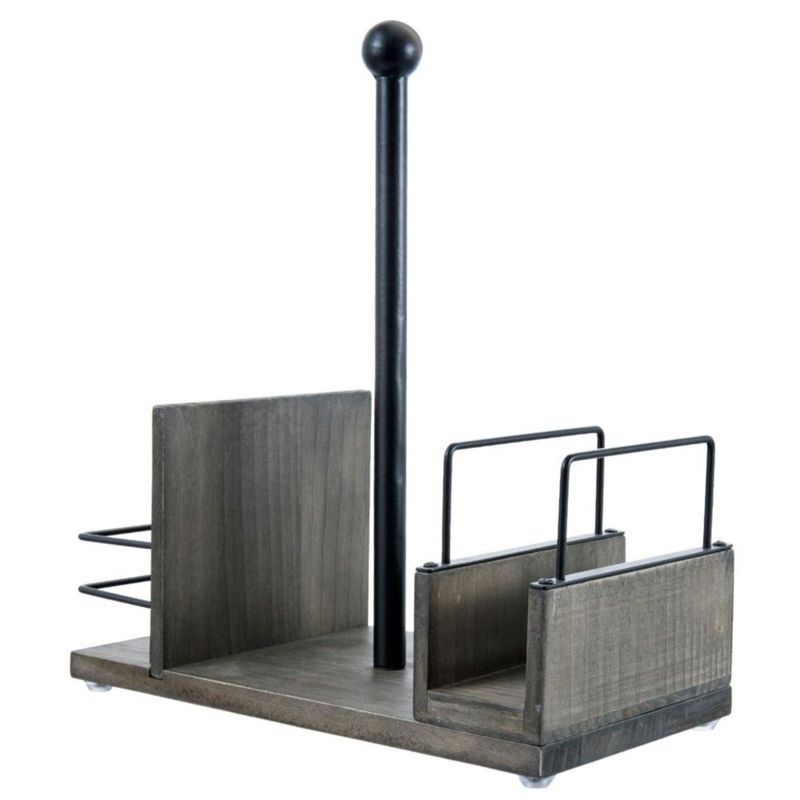 Porta toallas de papel MyGift 29x16x34 cm Madera gris y metal