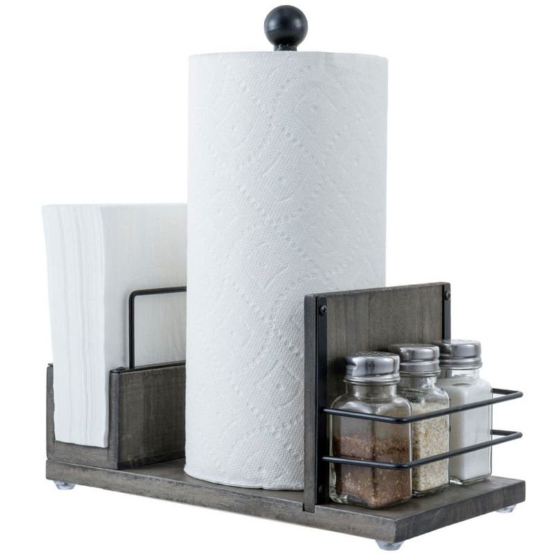 Porta toallas de papel MyGift 29x16x34 cm Madera gris y metal