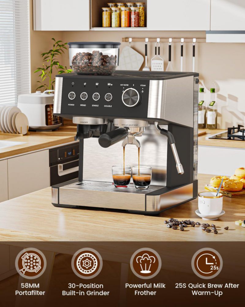 Máquina de espresso Electactic 20 bar con molinillo