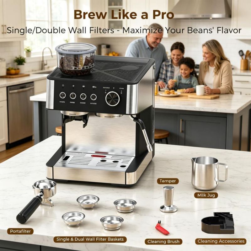 Máquina de espresso Electactic 20 bar con molinillo