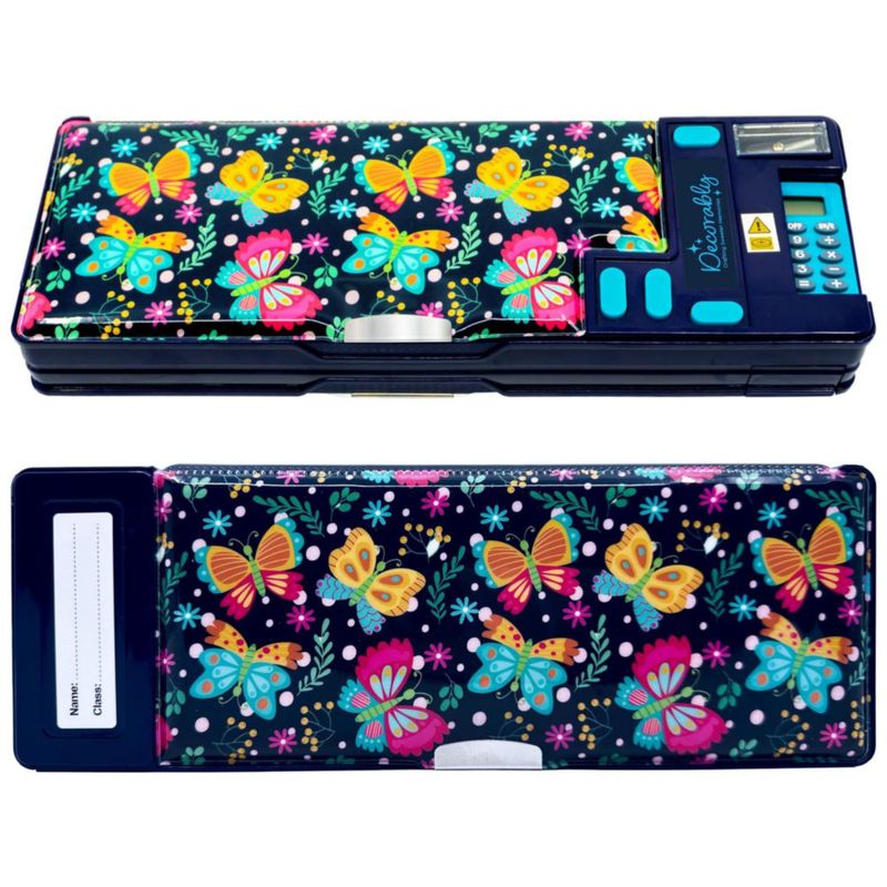 Estuche para lápices Decorably 26 × 9 × 3 cm con calculadora y compartimento para bolígrafos