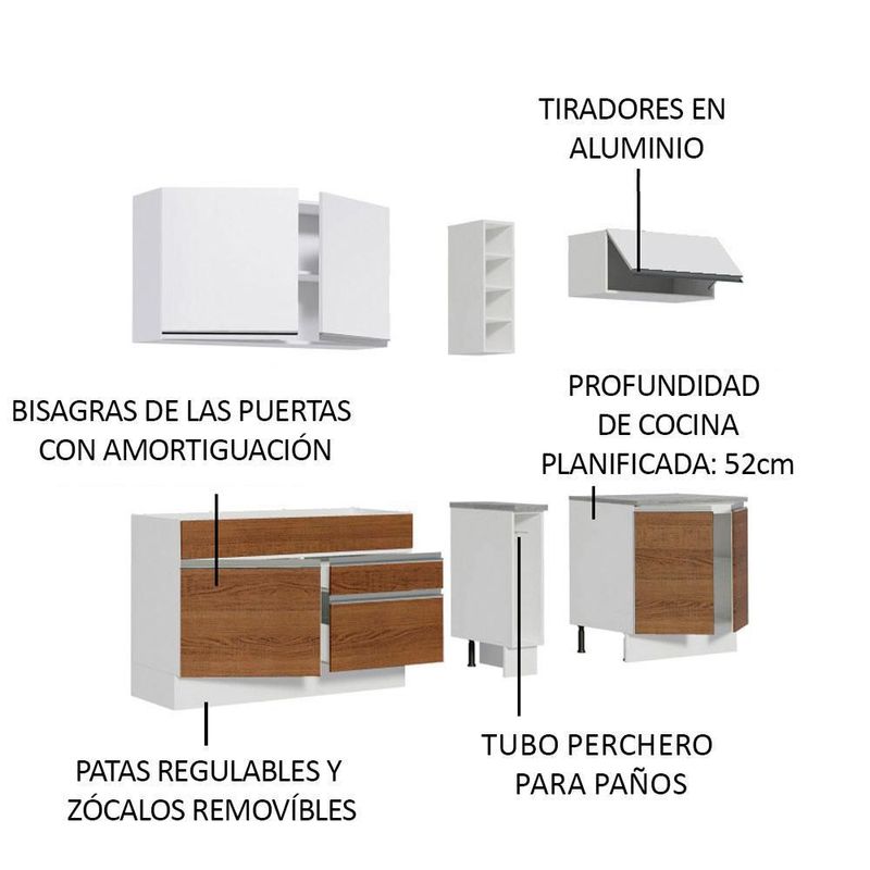 Cocina integral completa modular madesa glamy 220cm bm 04