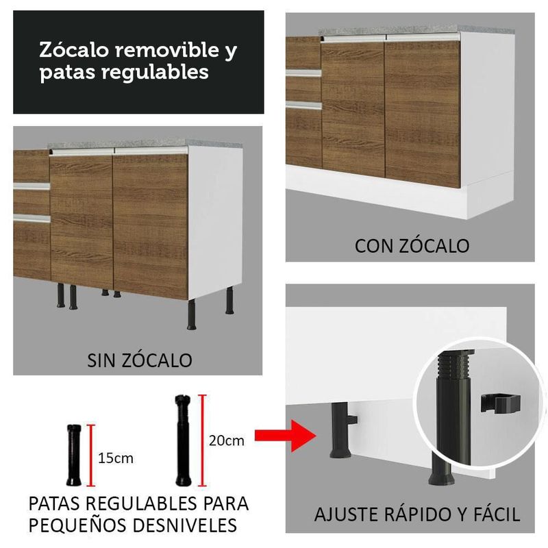Cocina integral completa modular madesa glamy 220cm bm 04