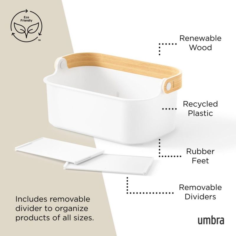 Cubo Umbra Bellwood Mediano 27 × 17 × 12 cm Blanco/Natural