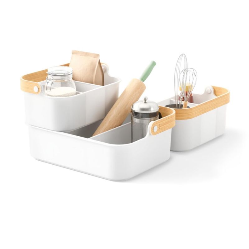 Cubo Umbra Bellwood Mediano 27 × 17 × 12 cm Blanco/Natural