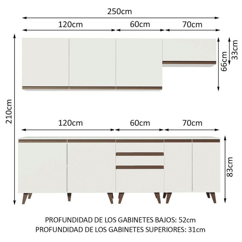 Cocina integral completa modular madesa reims 250cm bb 11