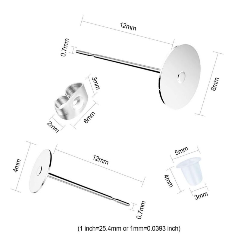 Pasadores para pendientes VERACT 500 uds acero inoxidable hipoalergénico