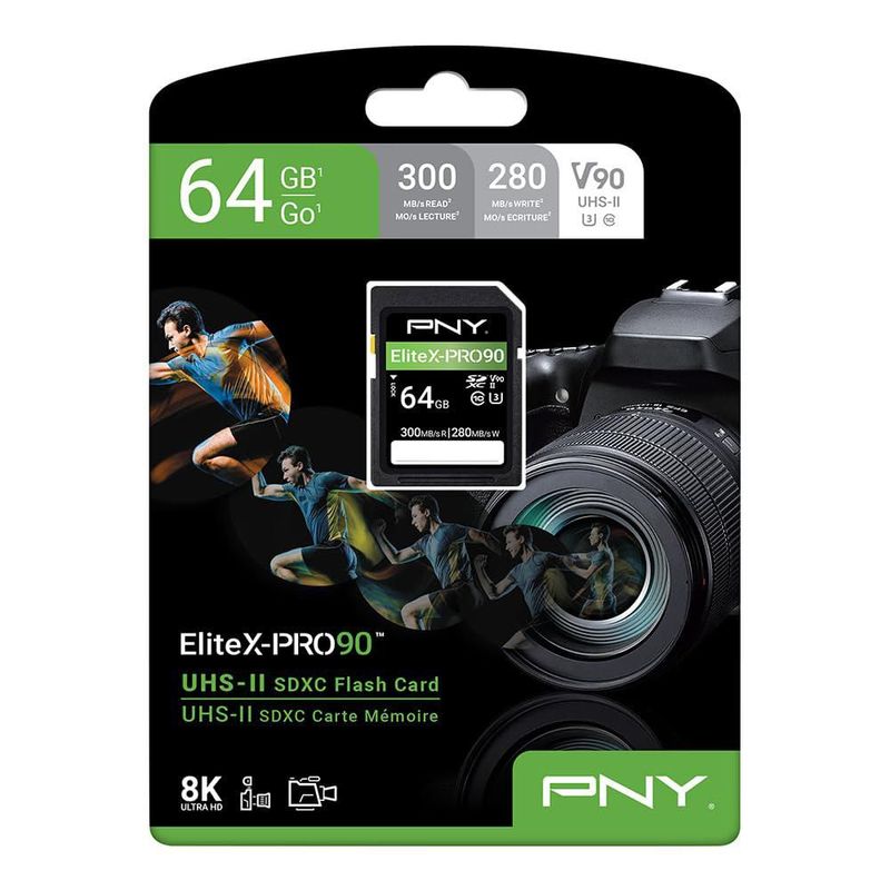 Tarjeta SD PNY EliteX-PRO90 64 GB UHS‑II V90 4K
