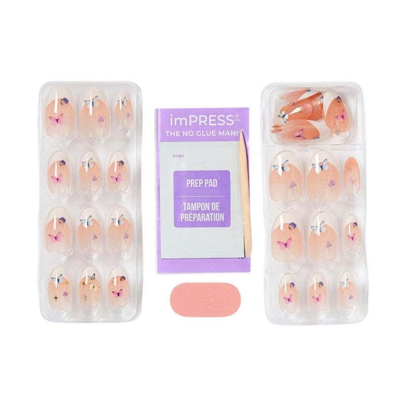 Uñas postizas imPRESS Easter Elegance blanco talla mediana 30 unidades
