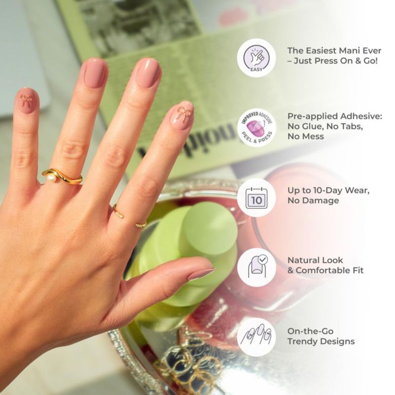 Uñas postizas imPRESS Easter Elegance blanco talla mediana 30 unidades