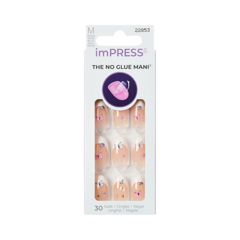 Uñas postizas imPRESS Easter Elegance blanco talla mediana 30 unidades