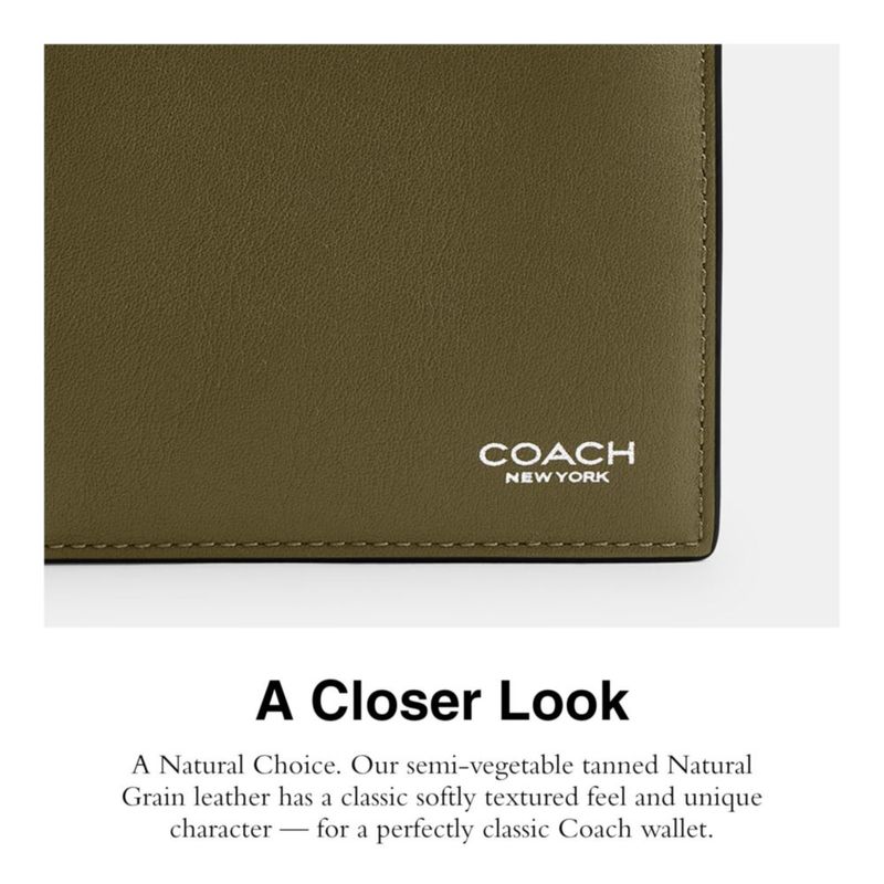 Billetera Coach 3‑en‑1 de cuero natural 10 cm x 9 cm