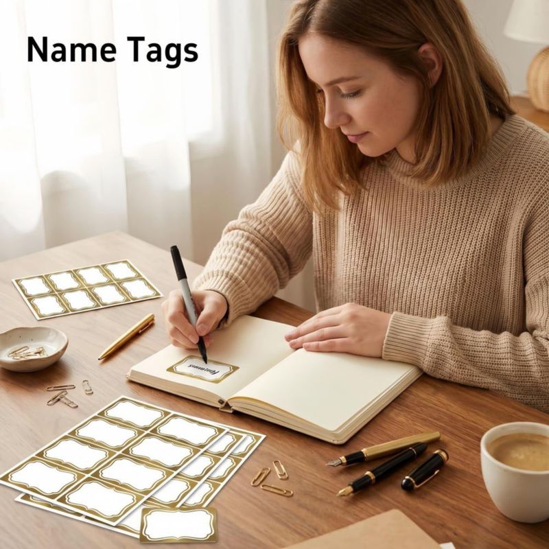 Etiquetas adhesivas para tarjetas de nombre ARTFLY 2x3 pulgadas paquete de 200 unidades doradas