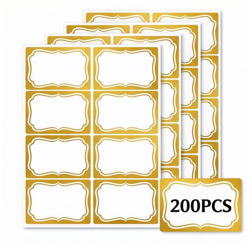 Etiquetas adhesivas para tarjetas de nombre ARTFLY 2x3 pulgadas paquete de 200 unidades doradas