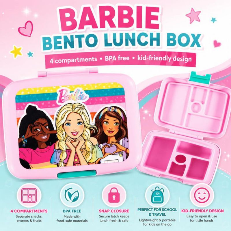 Lonchera estilo bento AI ACCESSORY INNOVATIONS 20x15x6 cm Barbie