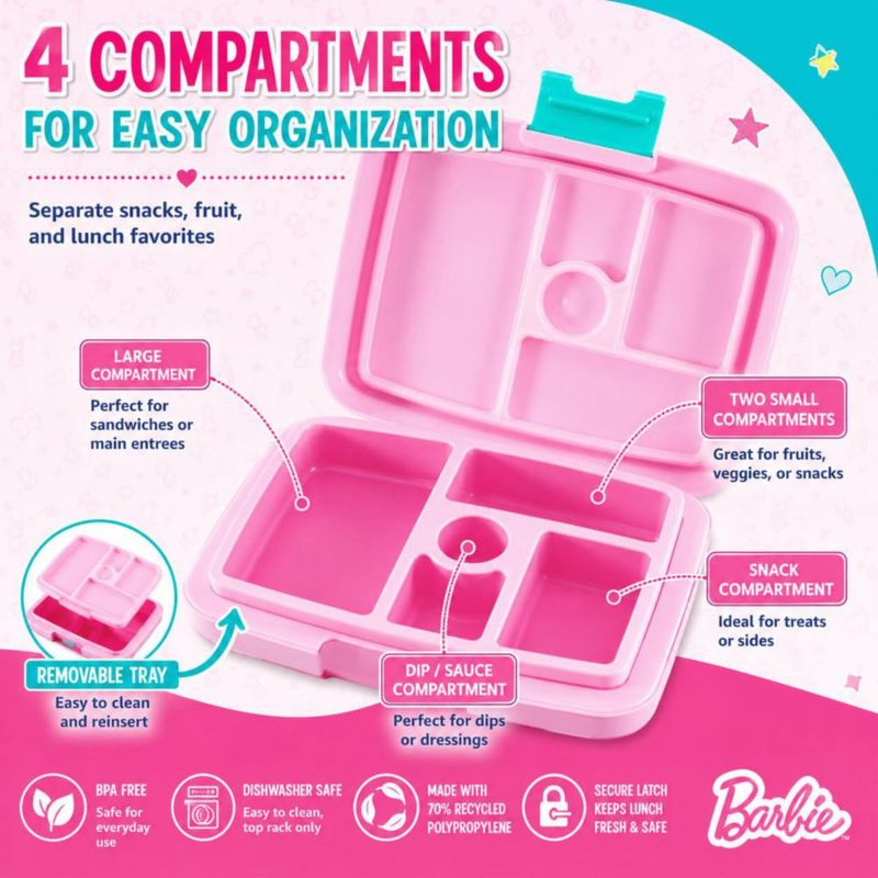 Lonchera estilo bento AI ACCESSORY INNOVATIONS 20x15x6 cm Barbie