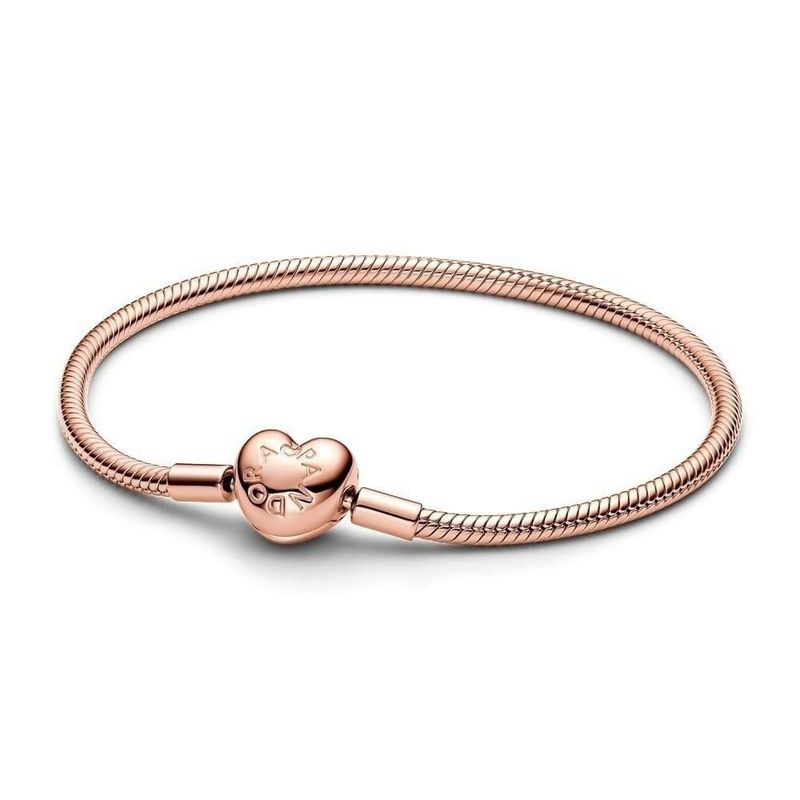 Pulsera PANDORA Moments 19 cm con cierre corazón en oro rosado