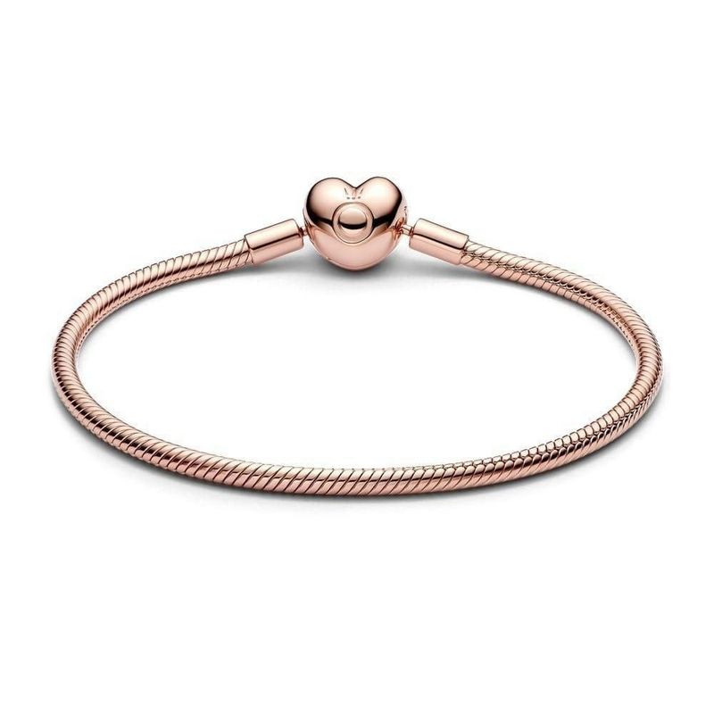 Pulsera PANDORA Moments 19 cm con cierre corazón en oro rosado