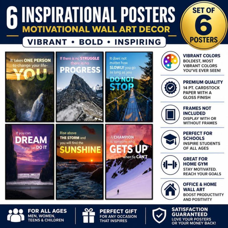 Pósteres Imperial Designs 28 x 43 cm Juego de 6 Motivacionales