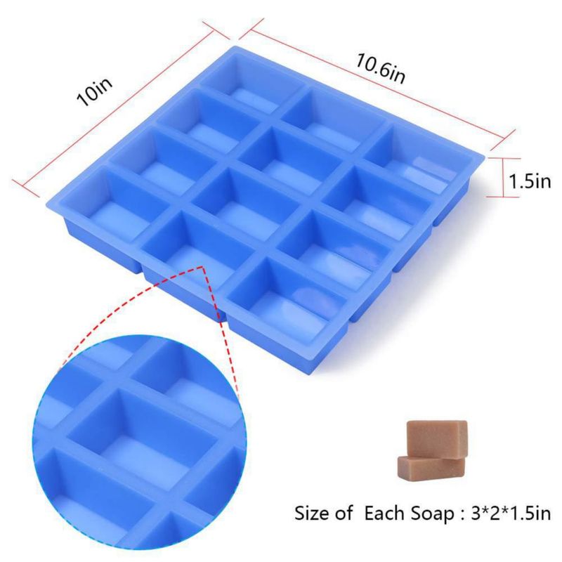 Molde de silicona para jabón JET LAG de 12 cavidades 155 ml libre de BPA
