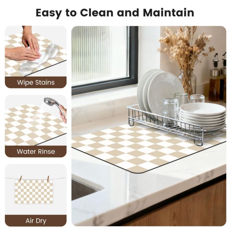 Tapete para platos Yinoos 41x61 cm Beige a cuadros para cocina