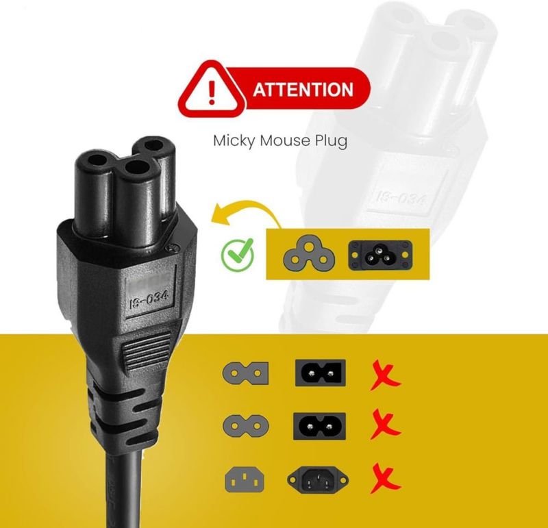Cable de alimentación BRENDAZ 3 m NEMA 5‑15P a C5 de 3 clavijas