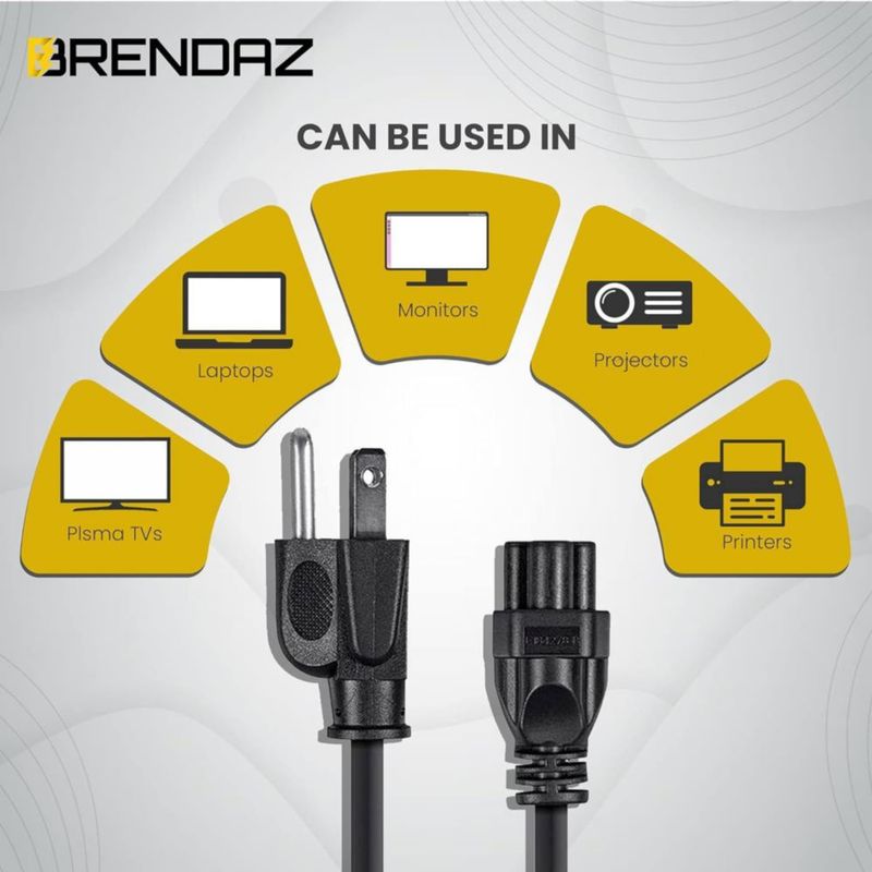 Cable de alimentación BRENDAZ 3 m NEMA 5‑15P a C5 de 3 clavijas