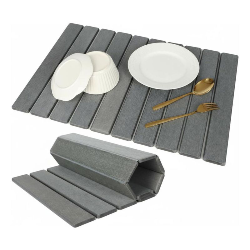 Tapete para Secar Platos CYROXIS 61x41 cm Plegable de Piedra