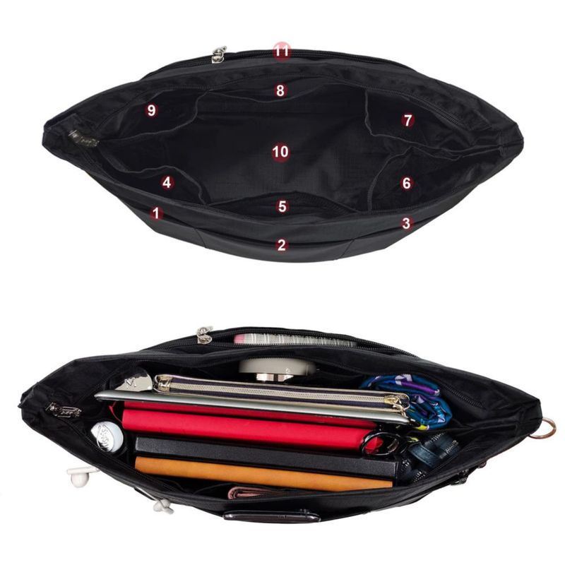 Organizador de bolso Time Wing mediano negro 26 × 19 × 13 cm