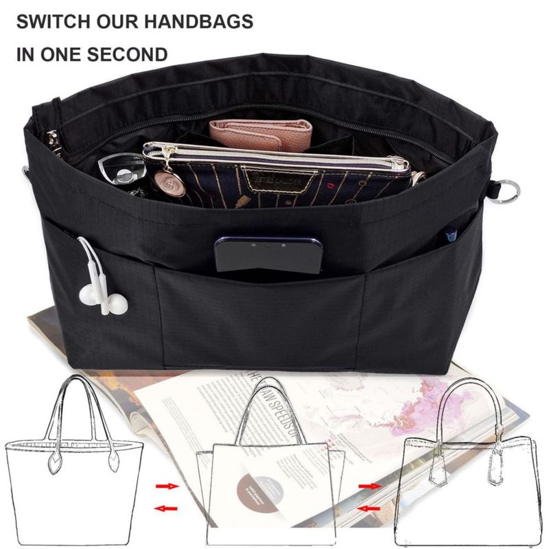 Organizador de bolso Time Wing mediano negro 26 × 19 × 13 cm