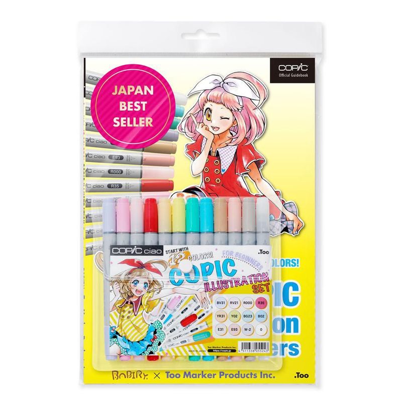Set de 12 marcadores Copic Ciao con libro de ilustración