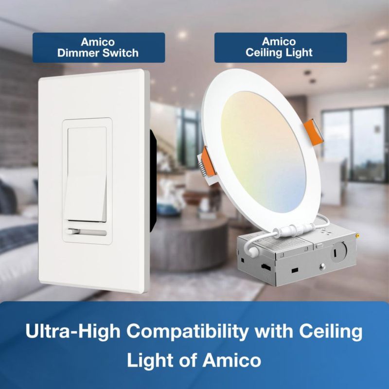 Interruptor Dimmer Amico Pack de 2 Blanco Deslizante 3‑Vías