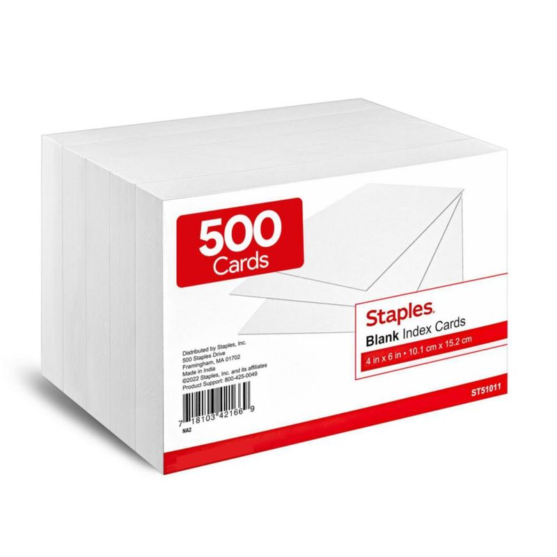 Tarjetas de índice Staples 10x15 cm blancas (paquete de 500)