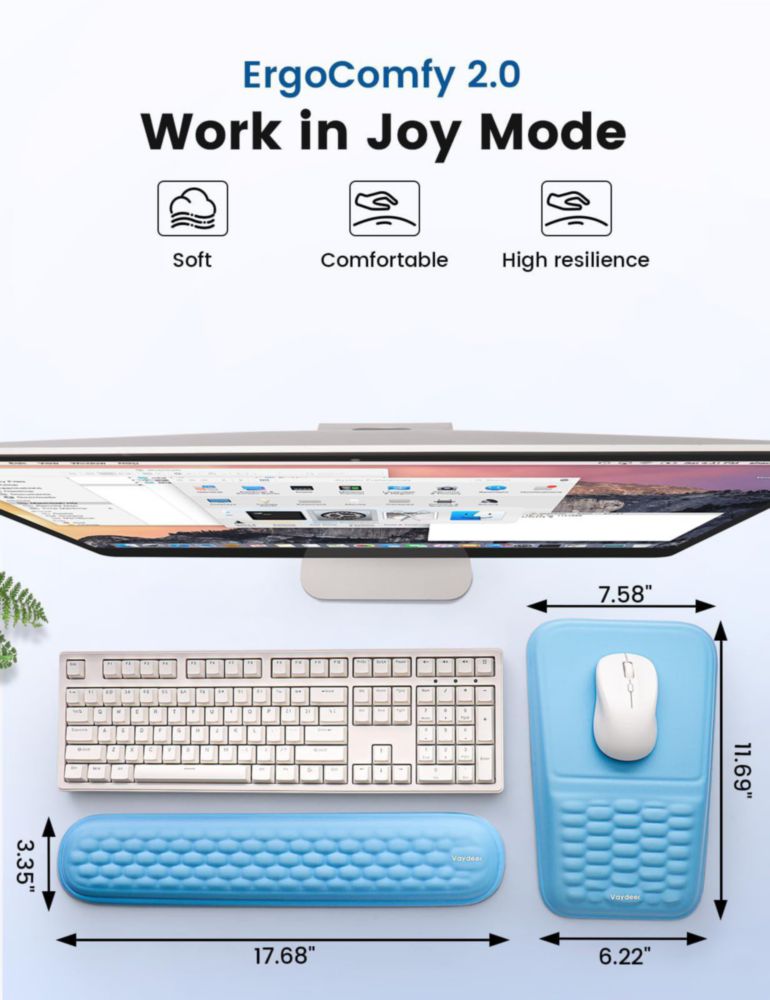 Set de descanso de muñeca Vaydeer para teclado y ratón negro con patrón de guijarros