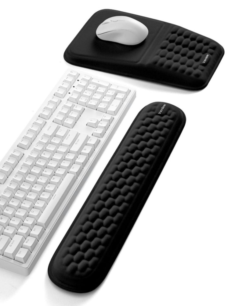 Set de descanso de muñeca Vaydeer para teclado y ratón negro con patrón de guijarros