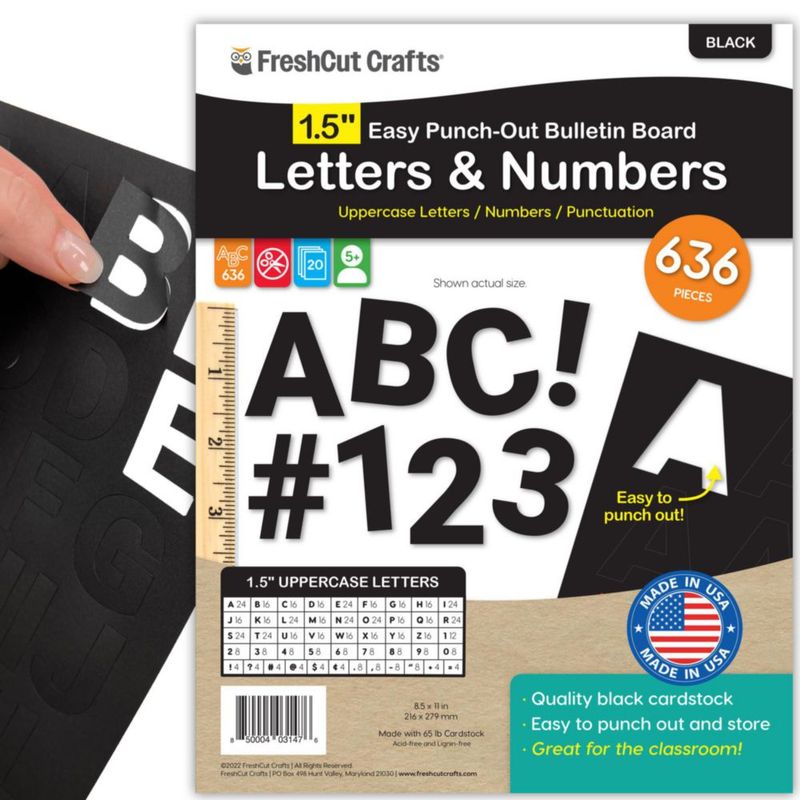 Letras y Números FreshCut Crafts 15" 636 piezas negras