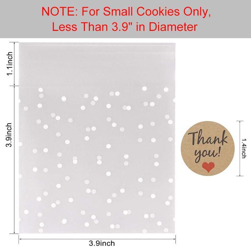 Bolsas para galletas FLYTT 10 cm con lunares blancos – 100 unidades