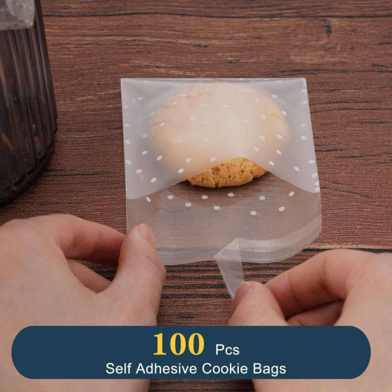 Bolsas para galletas FLYTT 10 cm con lunares blancos – 100 unidades