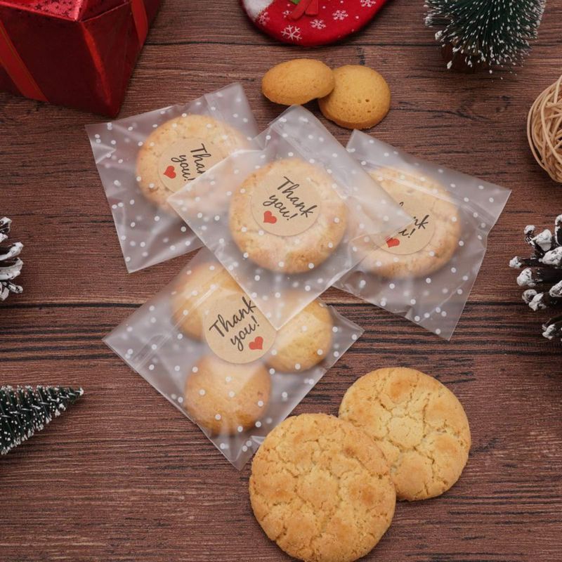 Bolsas para galletas FLYTT 10 cm con lunares blancos – 100 unidades
