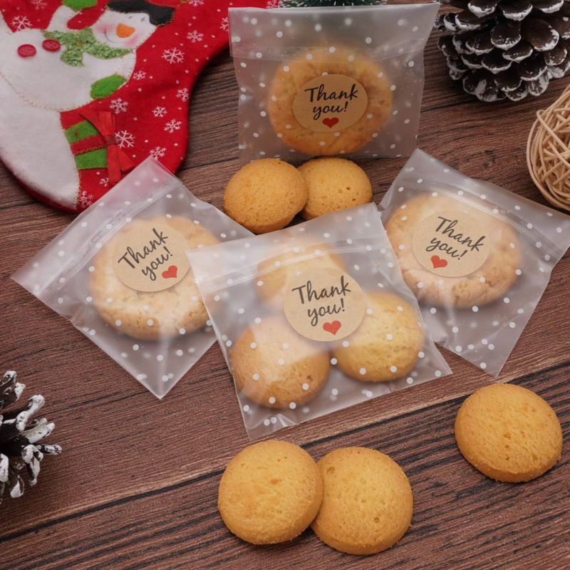 Bolsas para galletas FLYTT 10 cm con lunares blancos – 100 unidades