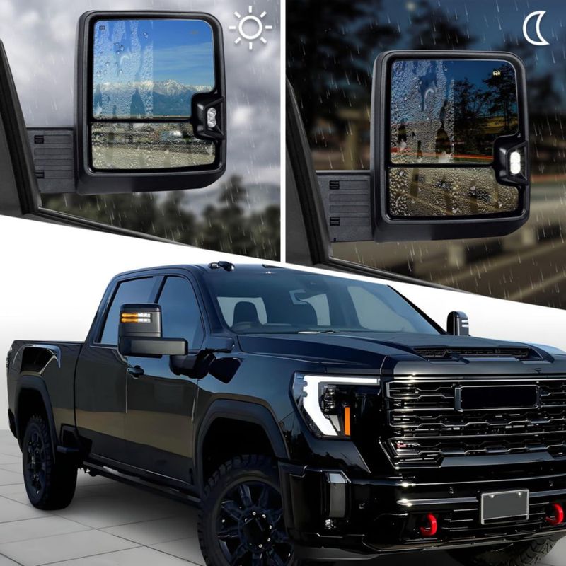 Espejo de remolque SANFLXX para Silverado/Sierra 2020‑2026 negro
