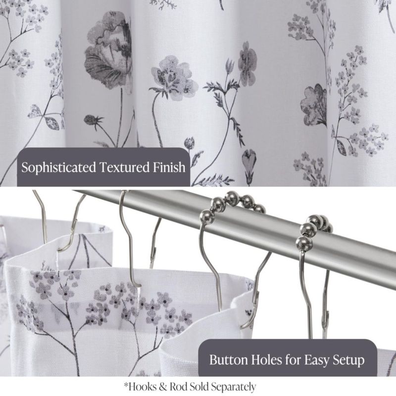 Cortina de ducha Martha Stewart 183x183 cm floral negra
