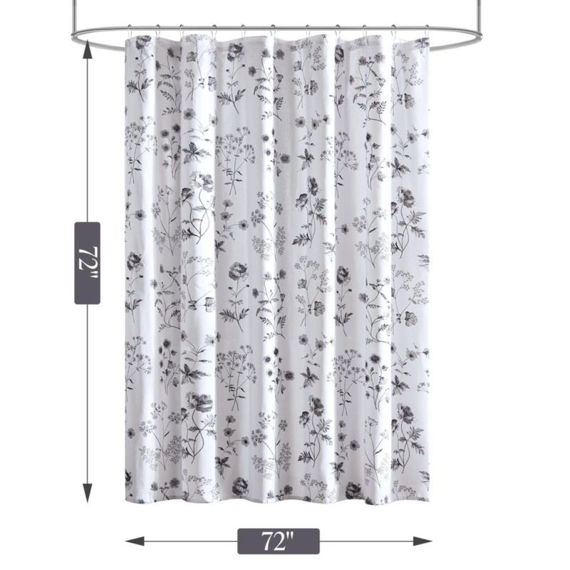 Cortina de ducha Martha Stewart 183x183 cm floral negra