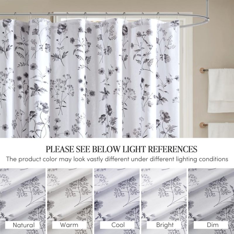 Cortina de ducha Martha Stewart 183x183 cm floral negra